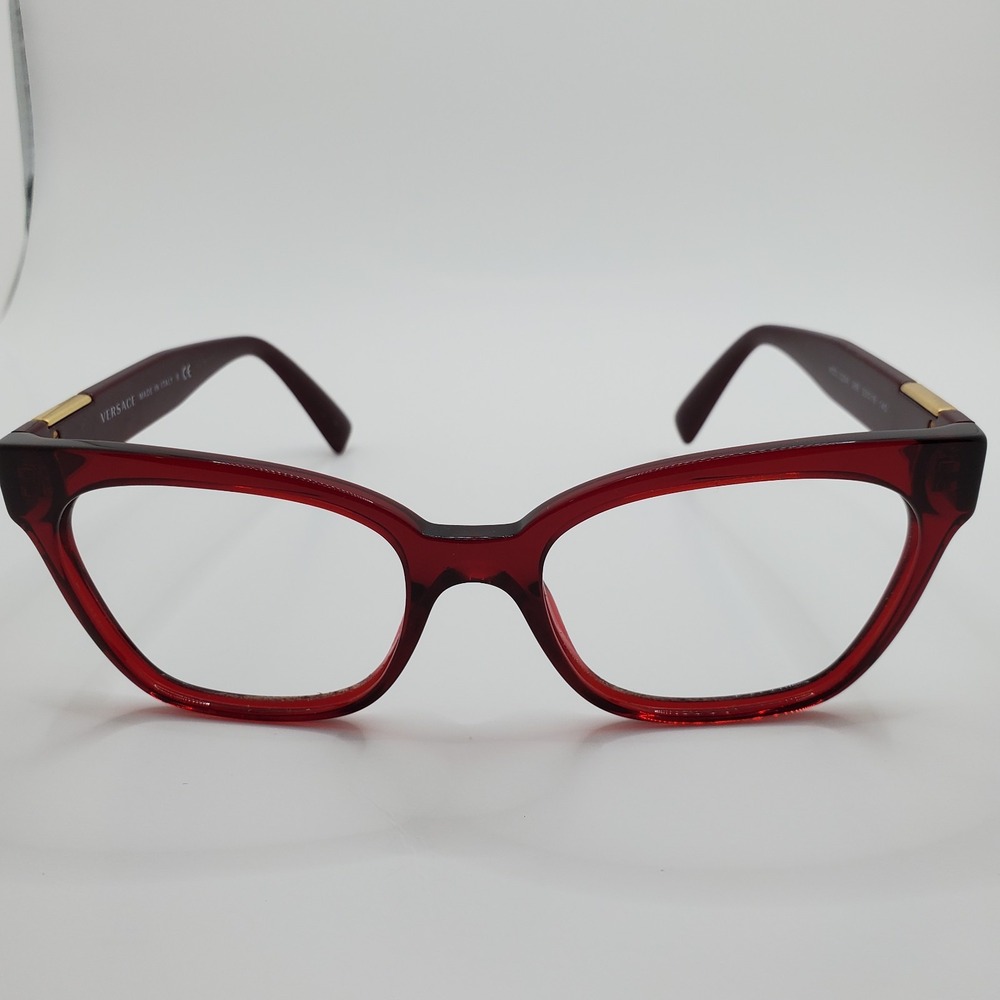 Versace 3294 388 Women Eyeglasses Frame Red Maroon Cat Eye Full Rim 53-18-140 mm